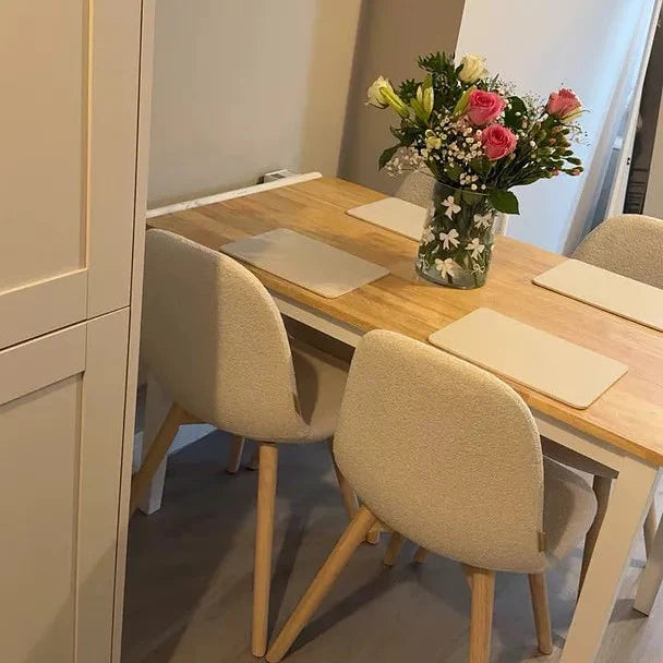 Ellis Light Beige Boucle Dining Chairs - Set of 2 - Whitewash Oak Legs