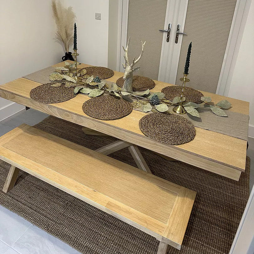 Amelia Whitewash Wood Dining Table - Non Extendable