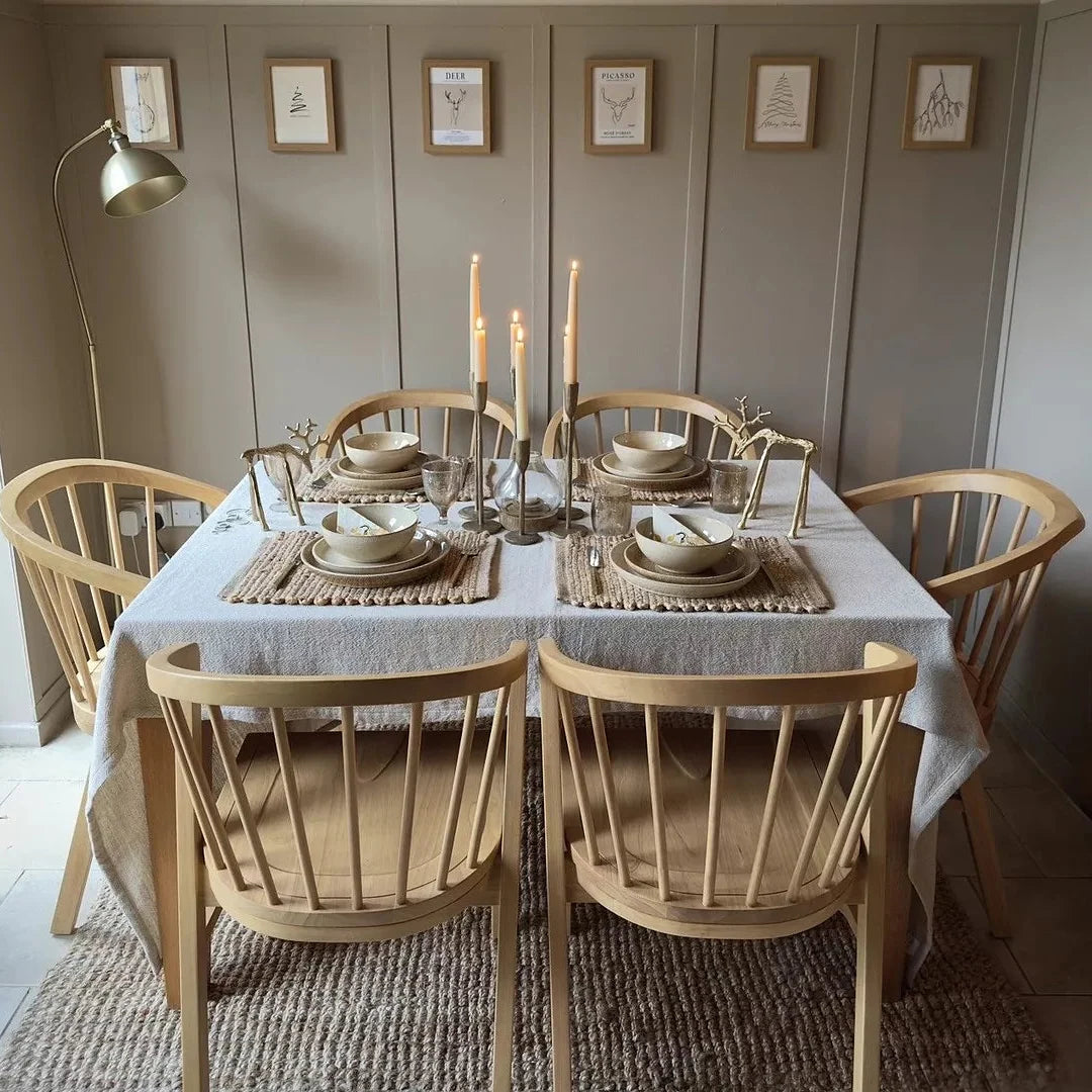 Mabel Pale Oak Wooden Spindle Dining Chairs - Set of 2