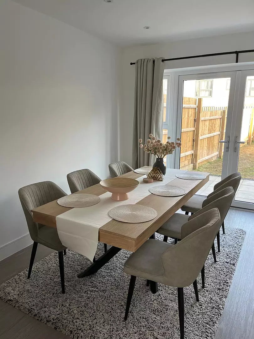 Amelia Whitewash Wood Dining Table - Extendable - Black Legs