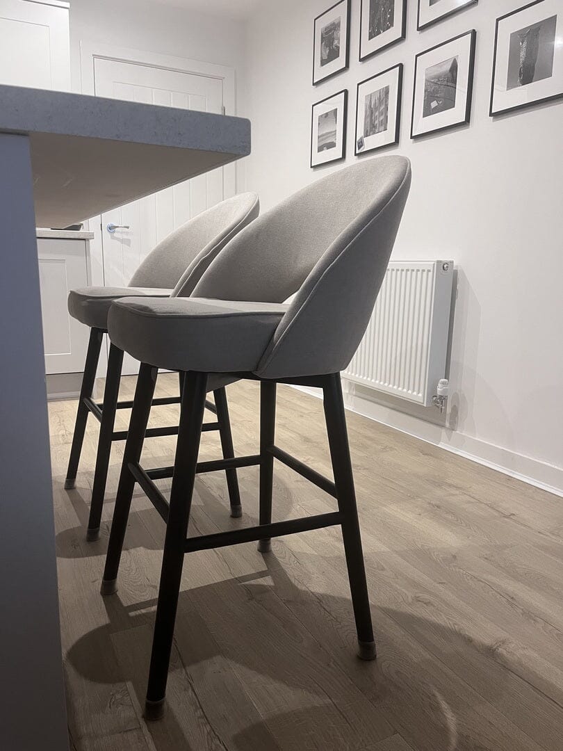 Marilyn Soft Beige Bar Stool - Black Oak Legs
