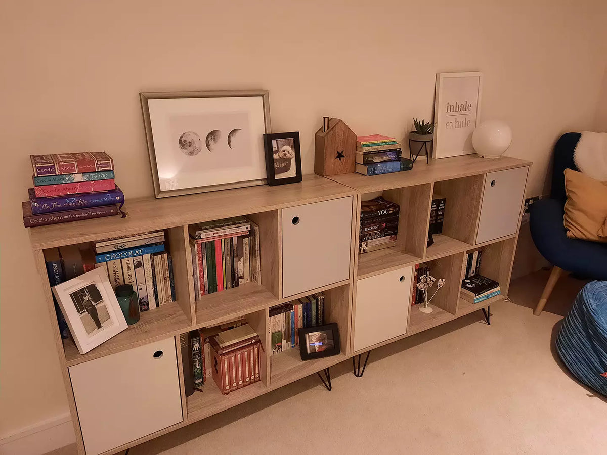 Anderson Cube Storage Unit - Oak Effect with Grey Cupboards