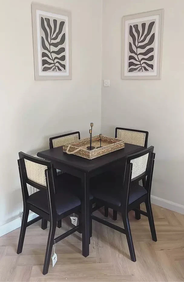 Charlie Black Oak Dining Table Set - Extendable - 4 Seater - Charlie Dining Chairs
