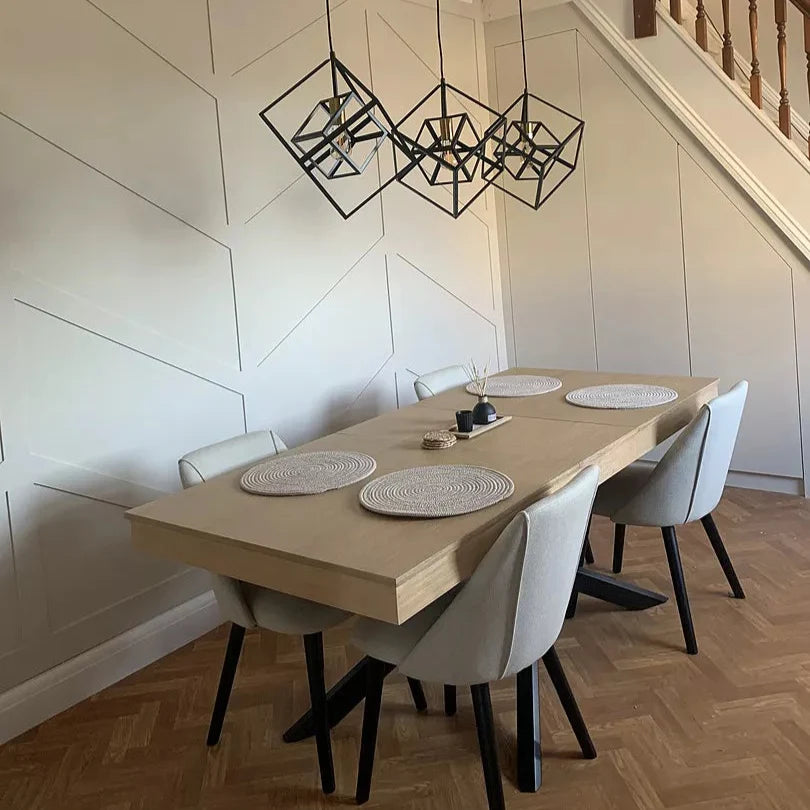 Amelia Whitewash Wood Dining Table - Extendable - Black Legs