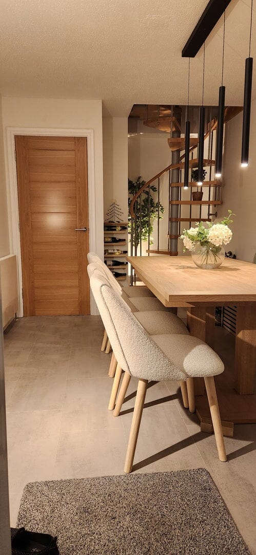 Freya Boucle Dining Chairs - Set of 2 - Whitewash Oak Legs