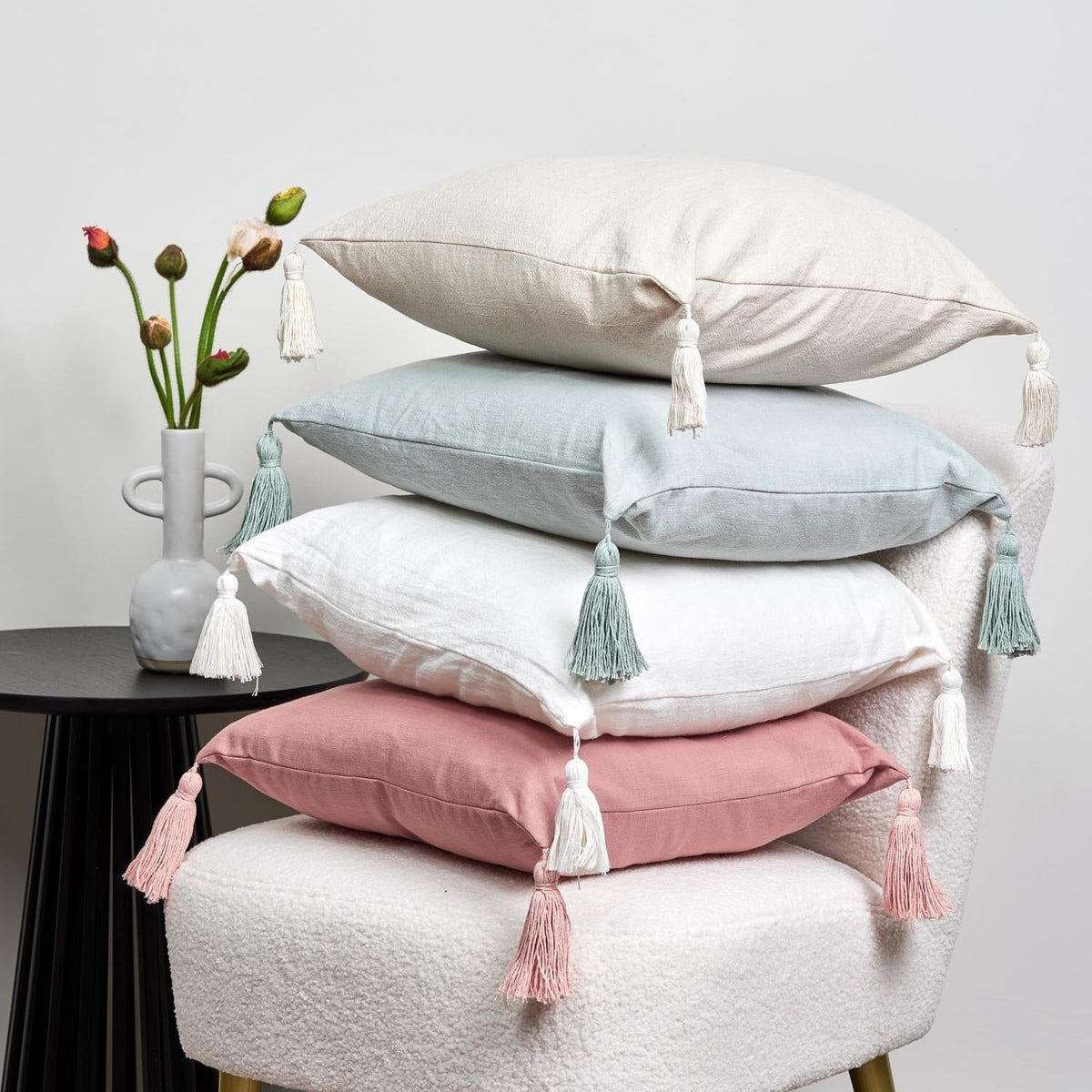 Otura 45x45cm Tasseled Cushion Cover - Blush Pink