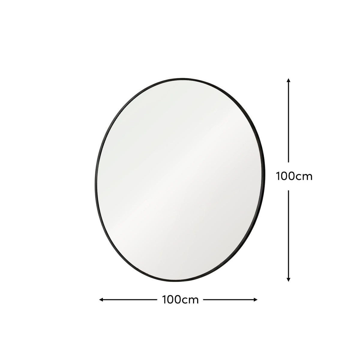 Outlet - Marbury 100cm Metal Round Mirror - Black