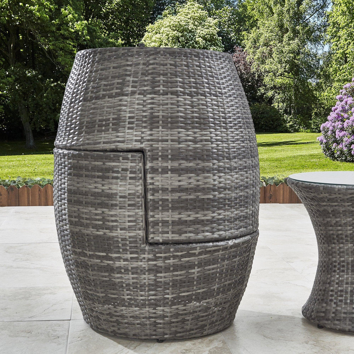 Outlet - 2 Seater Rattan Egg Chair Bistro Set - Grey