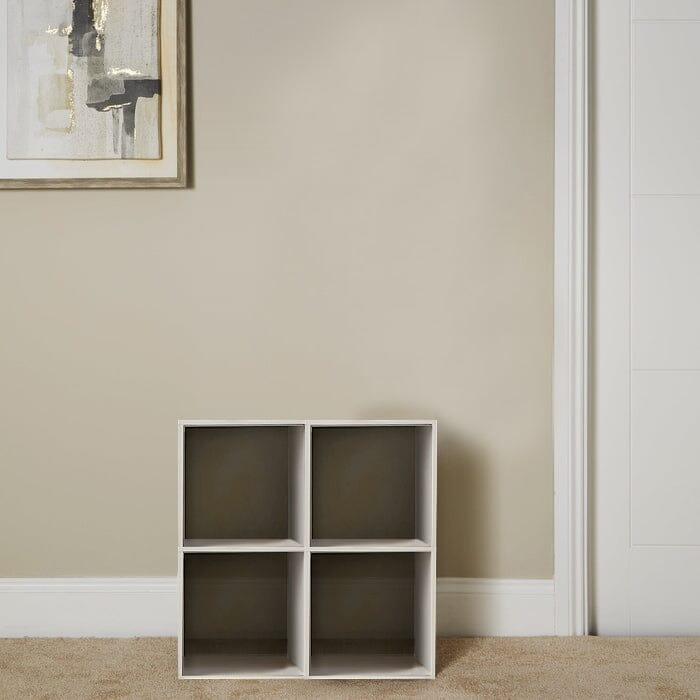 OUTLET - Cara 4 Cube Chalk White Bookcase Wooden Display Unit Shelving Storage Bookshelf Shelves - No Basket