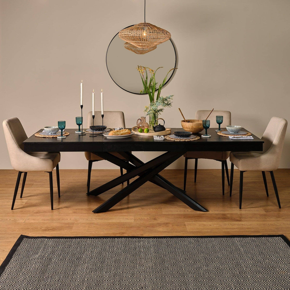 OUTLET - Amelia Black Wood Dining Table - Extendable