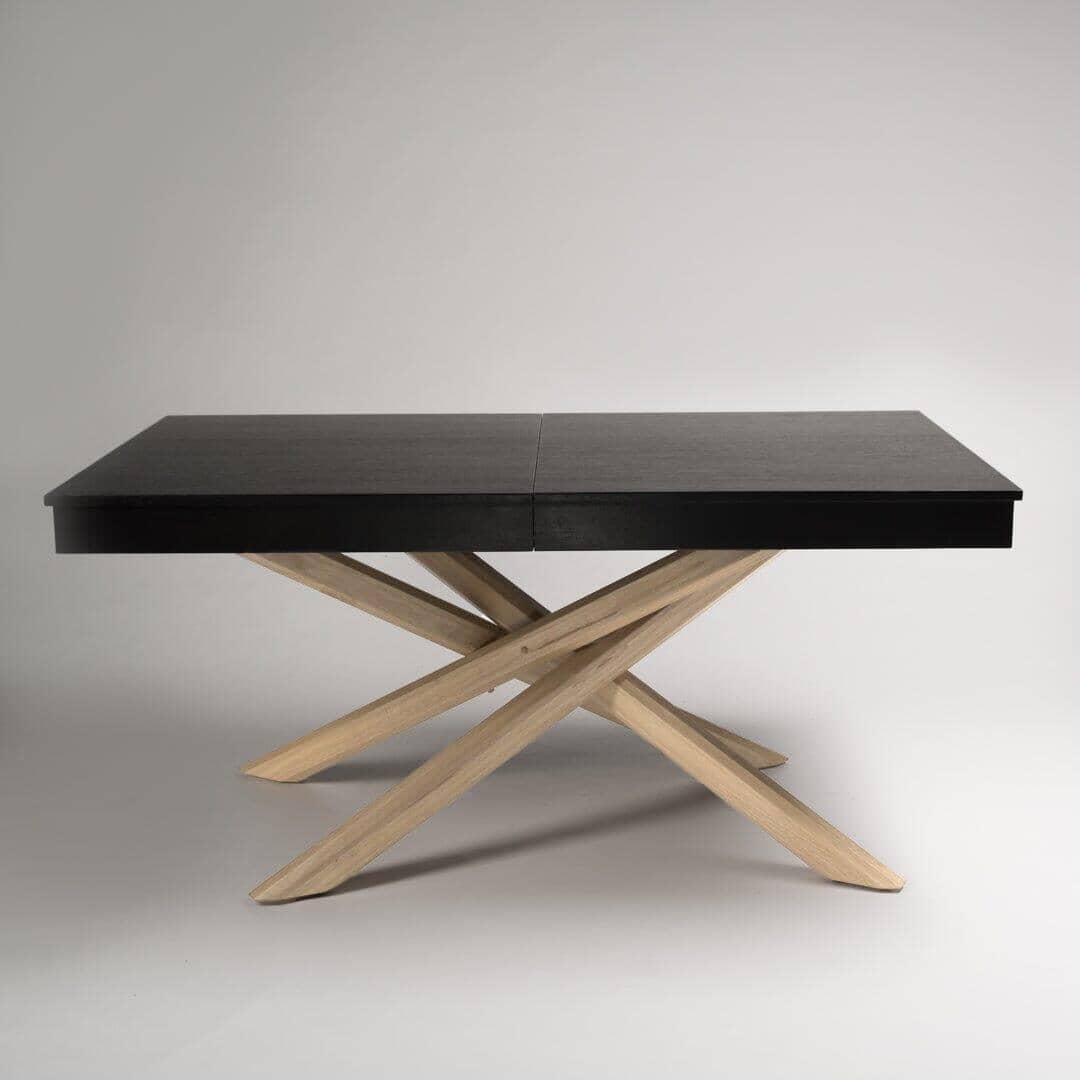 OUTLET - Amelia Black Wood Dining Table - Extendable - Whitewash Legs