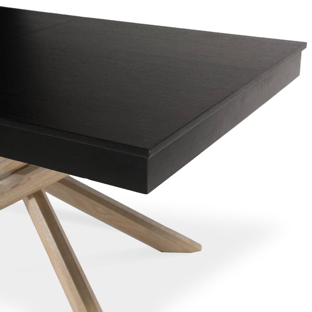 Amelia Black Wood Dining Table - Non Extendable - Whitewash Legs
