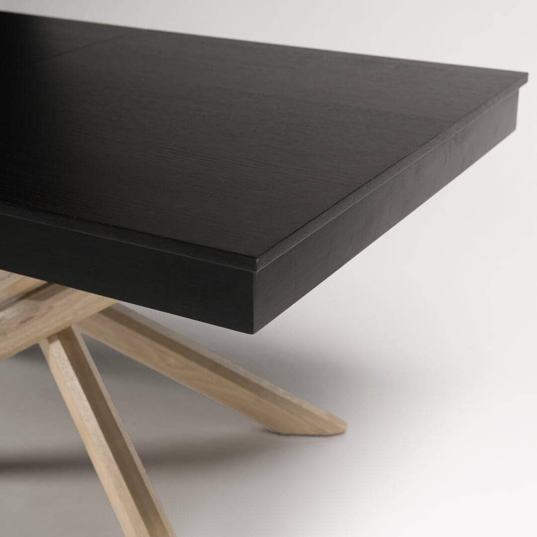 OUTLET - Amelia Black Wood Dining Table - Extendable - Whitewash Legs