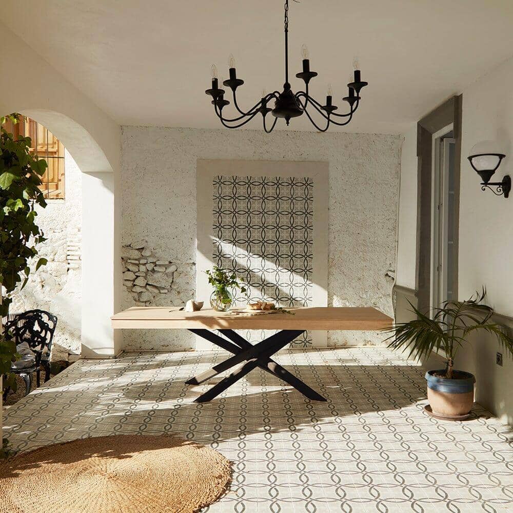 OUTLET - Amelia Whitewash Wood Extendable Dining Table with Black Legs