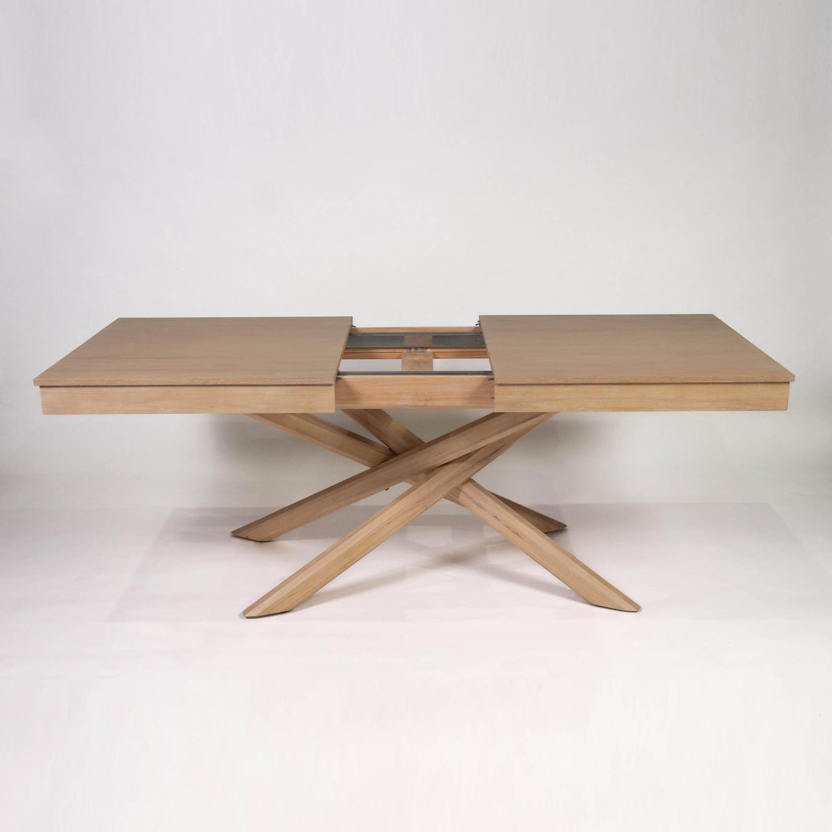 Amelia Whitewash Extendable Dining Table Set - 6 Seater - Mabel Pale Oak Spindle Back Chairs