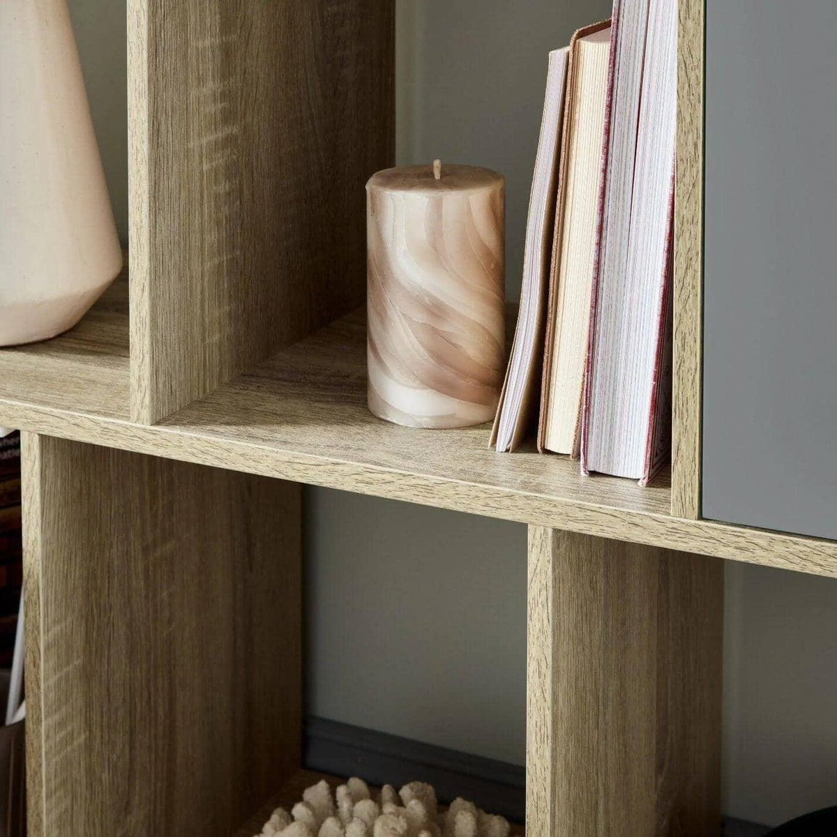 OUTLET - Anderson Cube Storage Unit - Oak Effect with Grey Cupboards