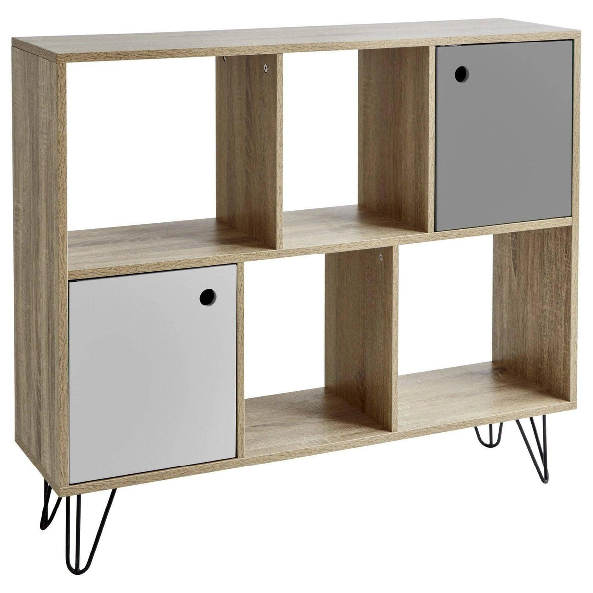 OUTLET - Anderson Cube Storage Unit - Oak Effect with Grey Cupboards
