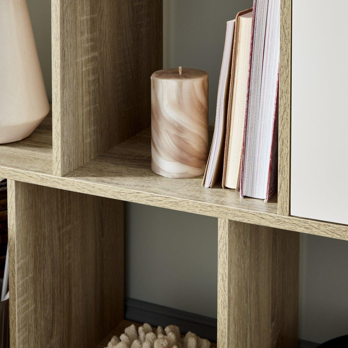 OUTLET - Anderson Cube Storage Unit - Oak Effect with White Cupboards