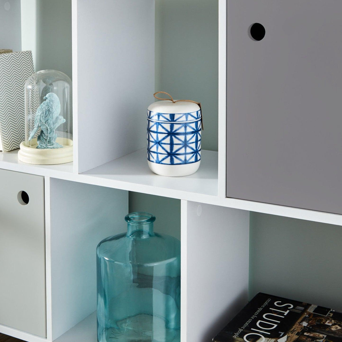 OUTLET - Anderson Cube Storage Unit - White with Grey Cupboards