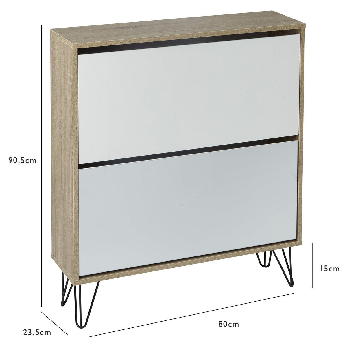 OUTLET - Anderson Shoe Cabinet - 2 Door - Oak Effect & White