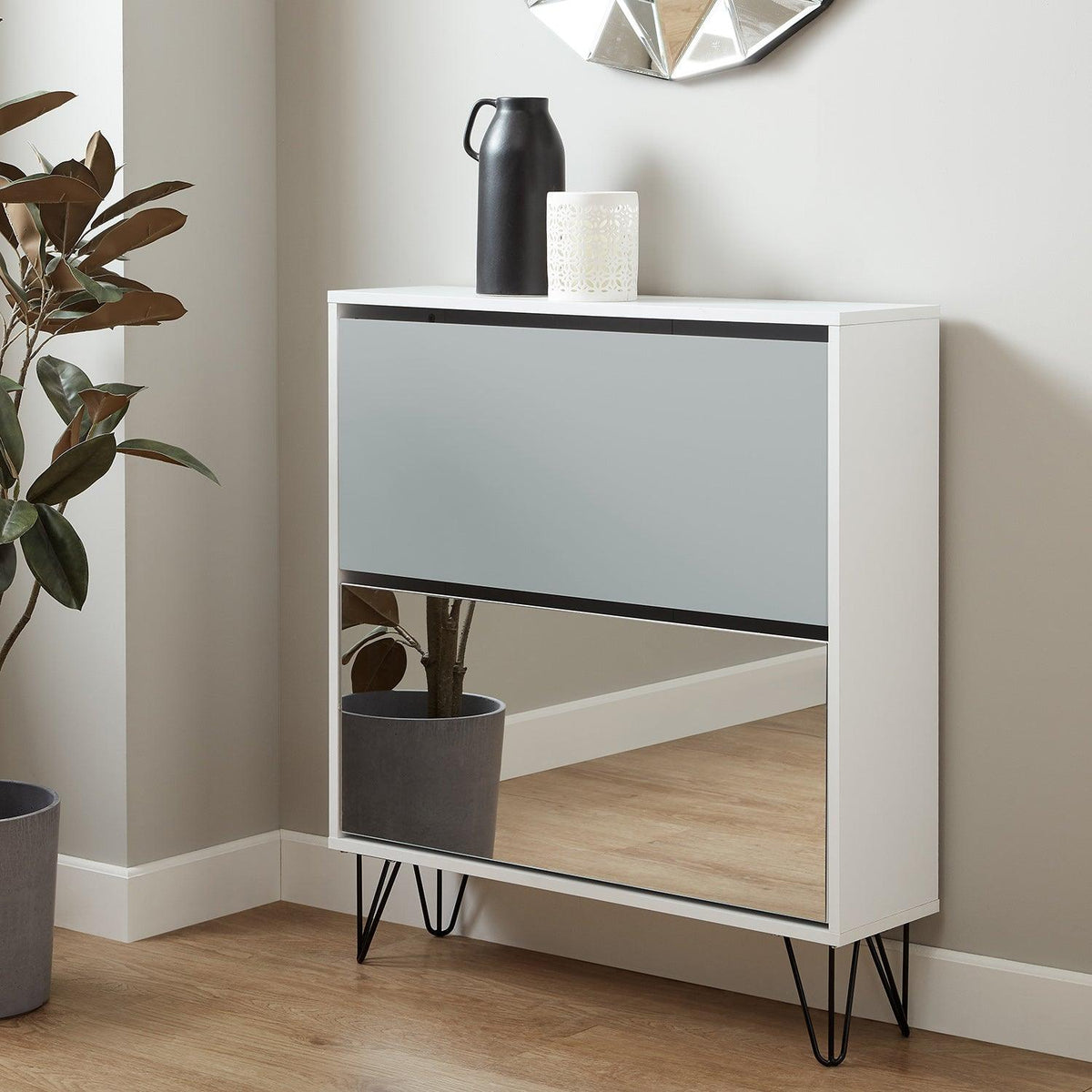 OUTLET - Anderson Shoe Cabinet - 2 Door - White & Grey