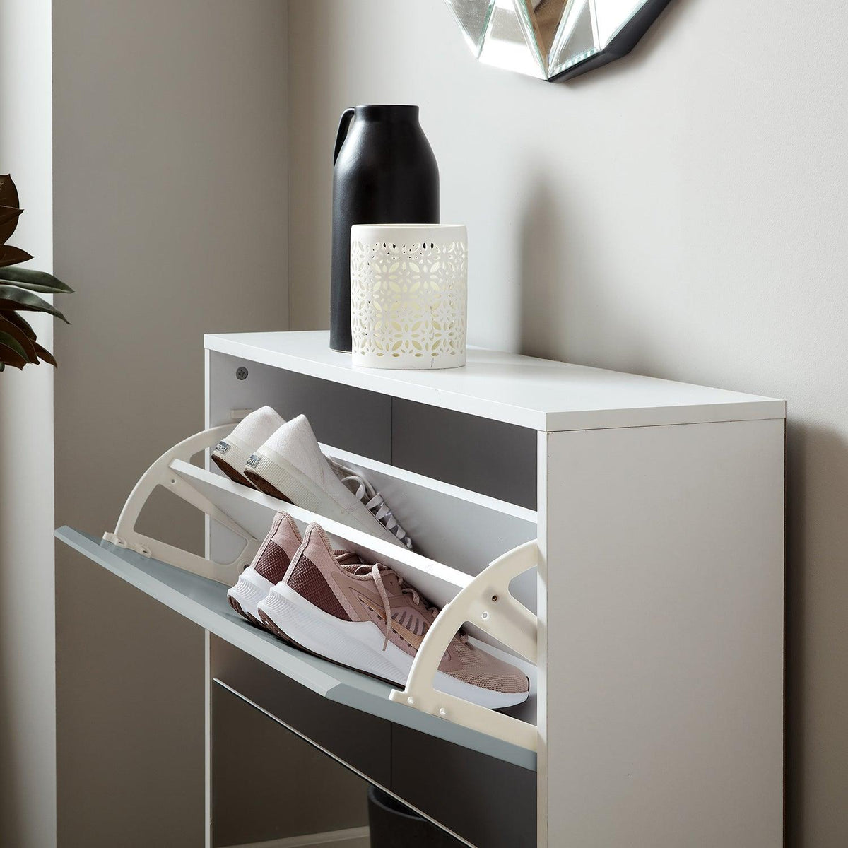 OUTLET - Anderson Shoe Cabinet - 2 Door - White & Grey