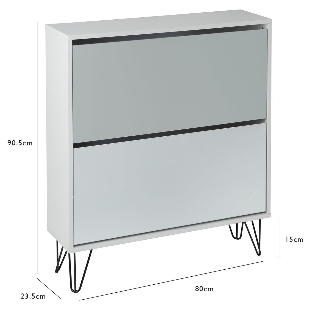 OUTLET - Anderson Shoe Cabinet - 2 Door - White & Grey