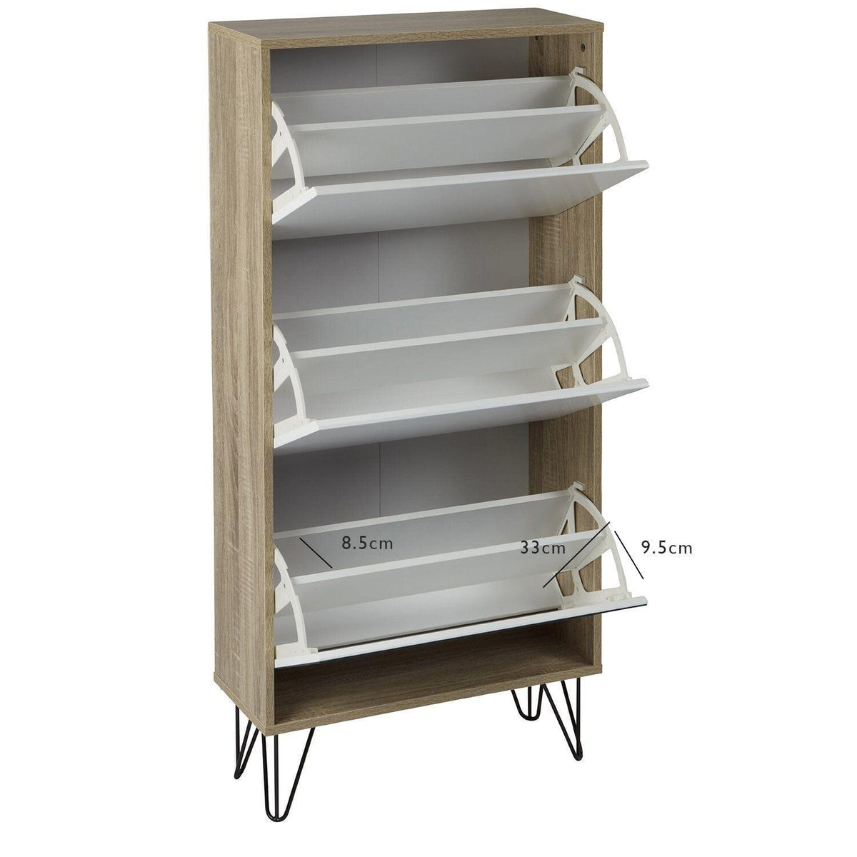 OUTLET - Anderson Shoe Cabinet - 3 Door - Oak Effect & White