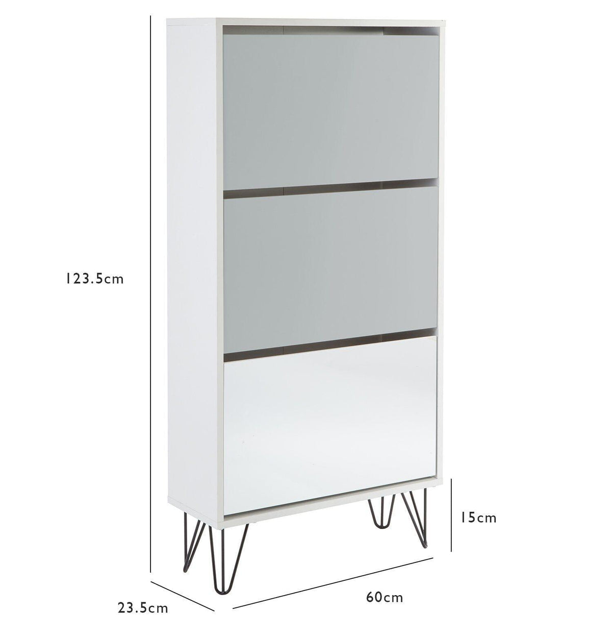 OUTLET - Anderson Shoe Cabinet - 3 Door - White & Grey