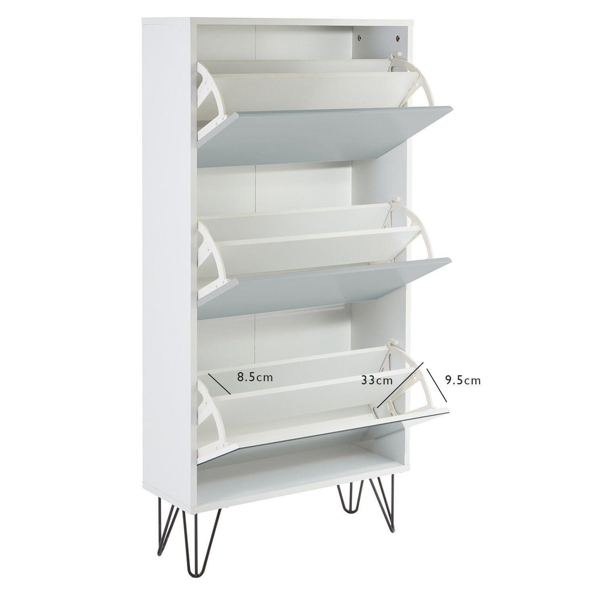 OUTLET - Anderson Shoe Cabinet - 3 Door - White & Grey