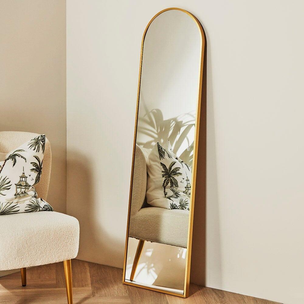 OUTLET - Ingham 140X40cm Metal Arch Mirror - Gold