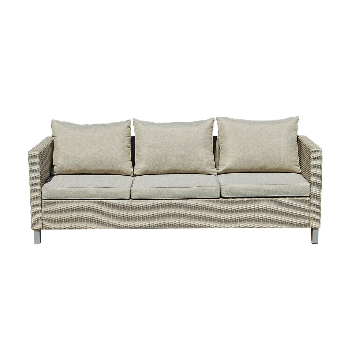 Outlet - Aria 3 Seater Rattan Garden Sofa - Light Grey