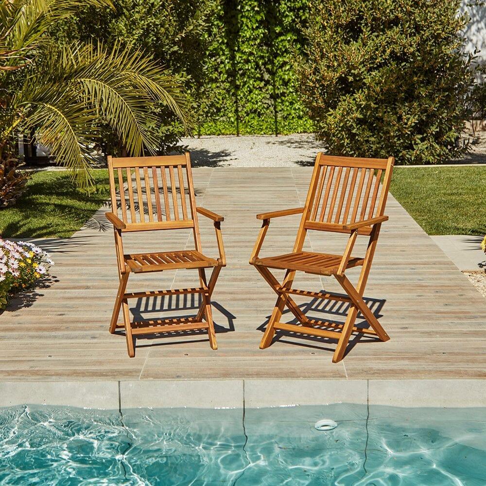 OUTLET - Ashby Wooden Folding Garden Chairs - Set of 2