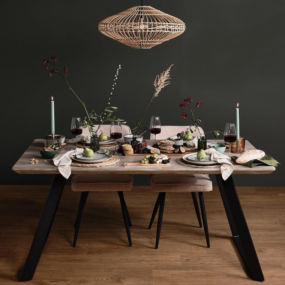 OUTLET - Atlas Wooden Dining Table - Black Legs