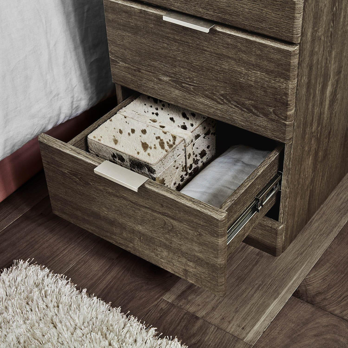 OUTLET - Ayla Bedside Table - Dark Oak