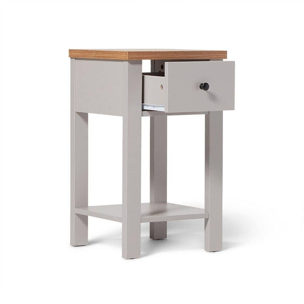 Outlet - Bampton 1 Drawer Bedside Table - Grey