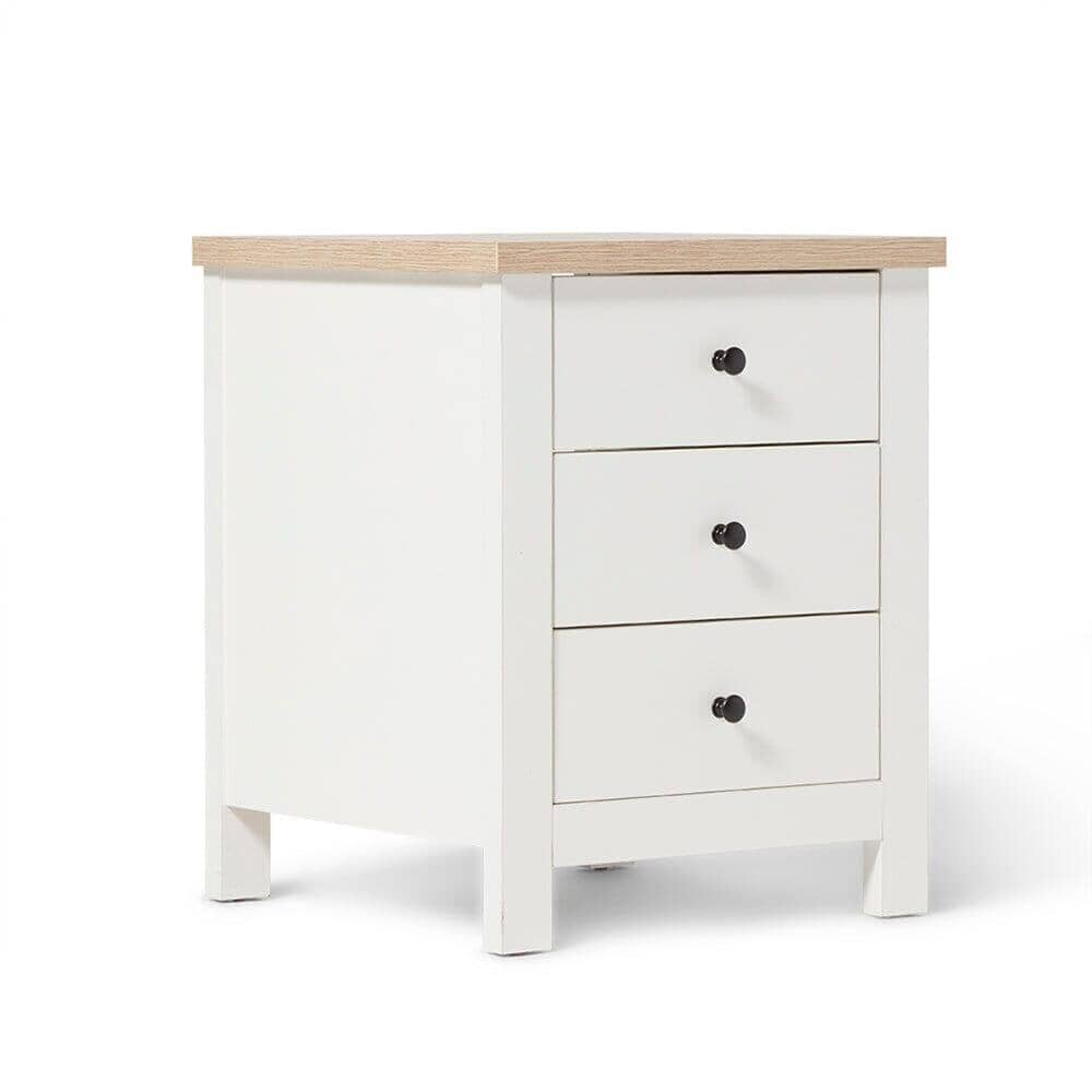 Outlet - Bampton 3 Drawer Bedside Table - White