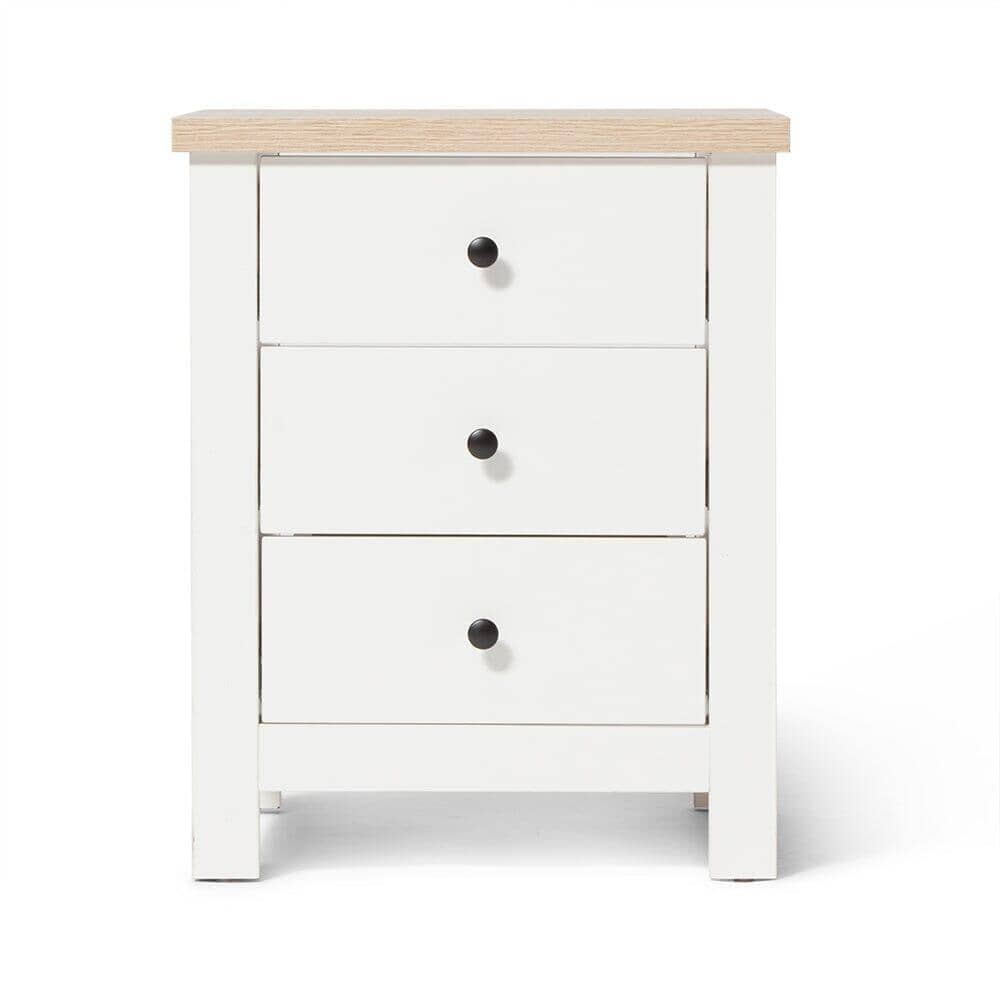 Outlet - Bampton 3 Drawer Bedside Table - White