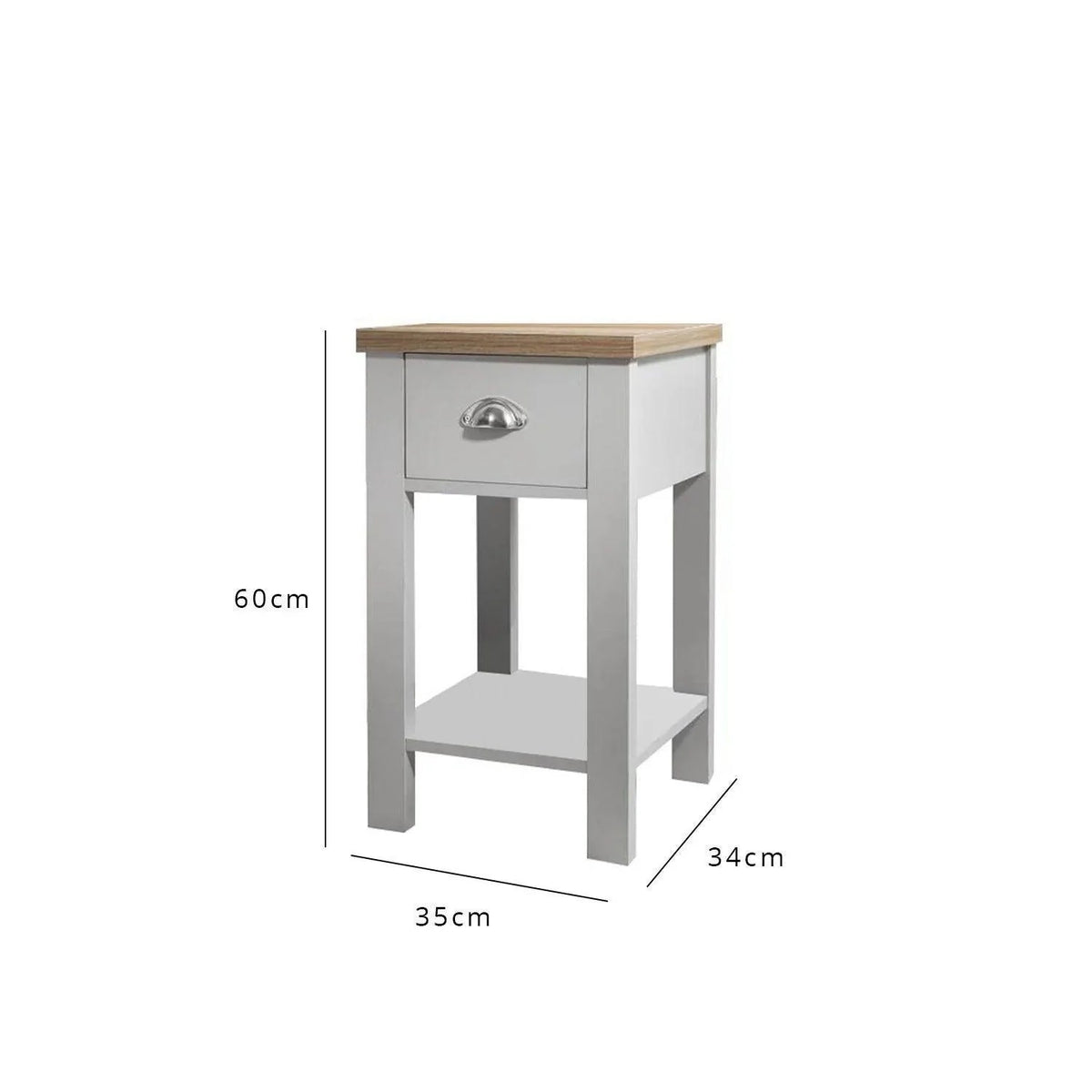 OUTLET - Bampton 1 Drawer Bedside Table - Grey