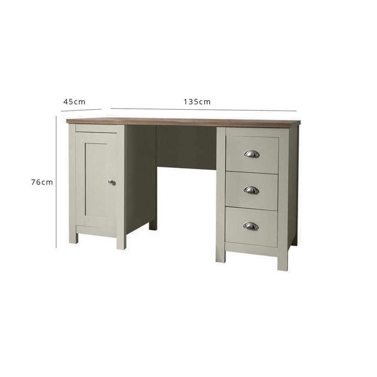 OUTLET - Bampton 3 Drawer Desk - Grey