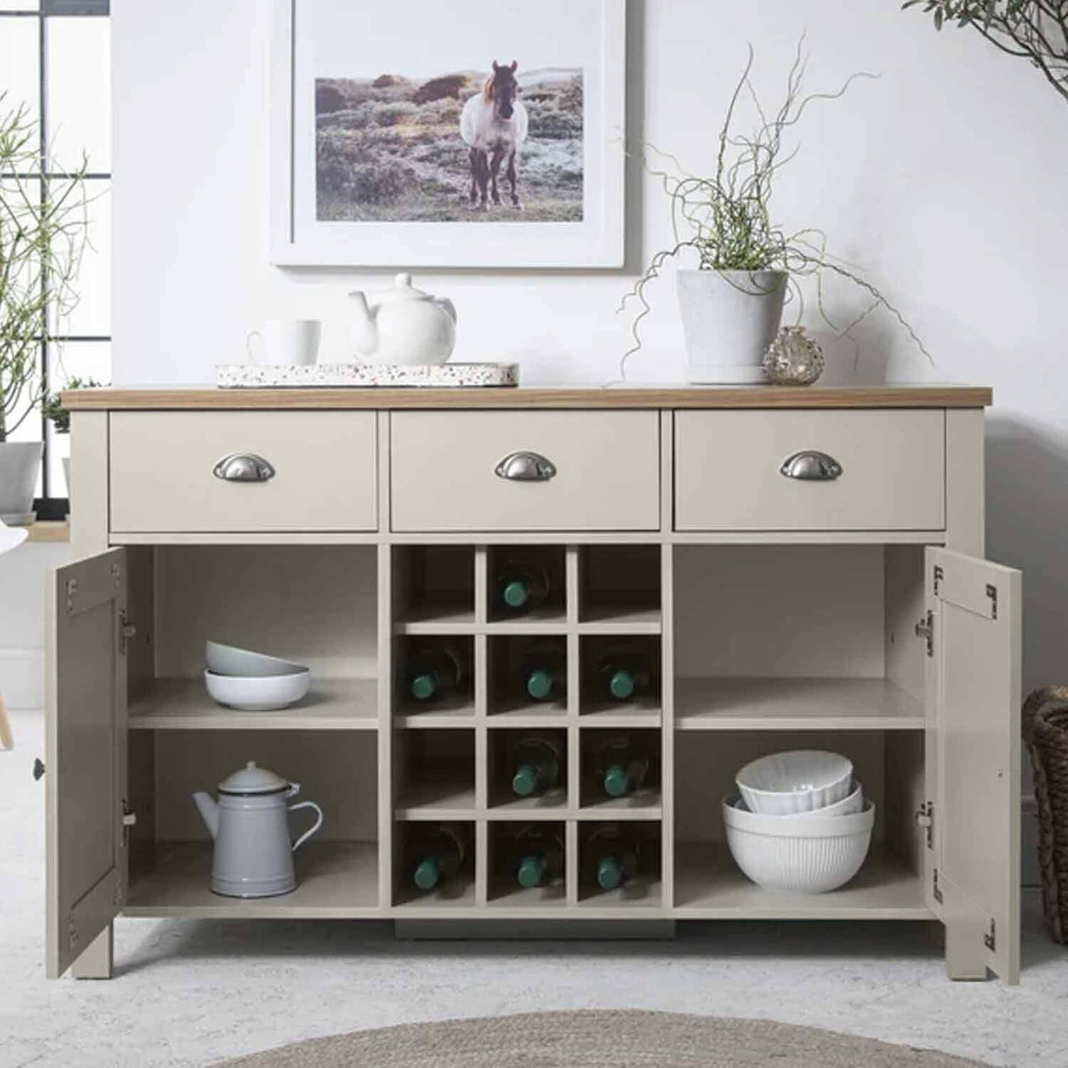 Outlet - Bampton Grey Sideboard With Wine Rack