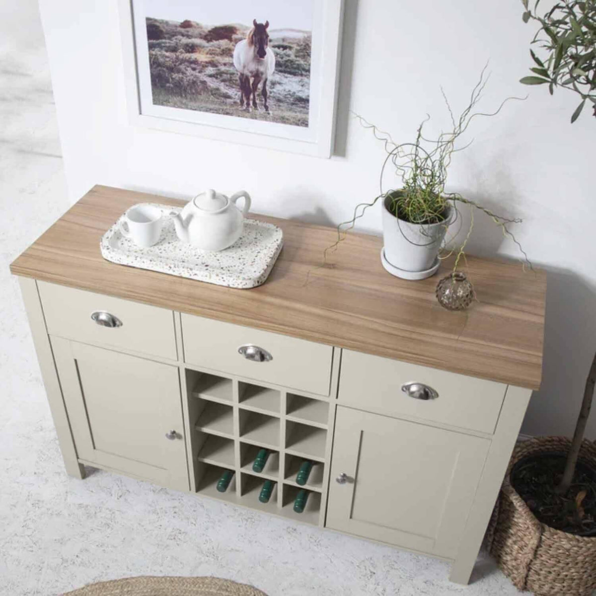 Outlet - Bampton Grey Sideboard With Wine Rack