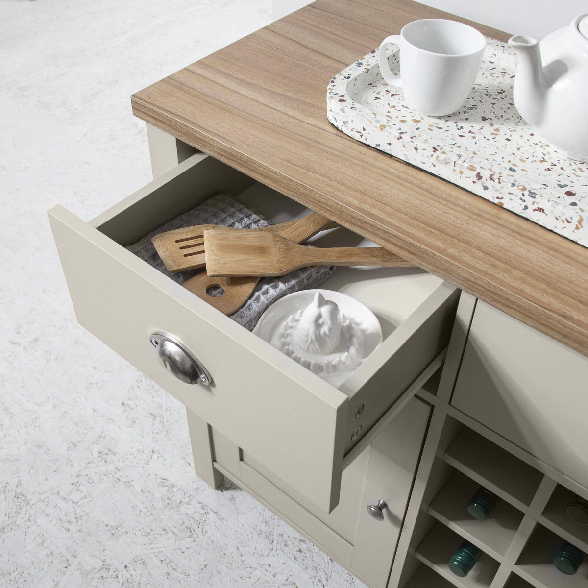 Outlet - Bampton Grey Sideboard With Wine Rack