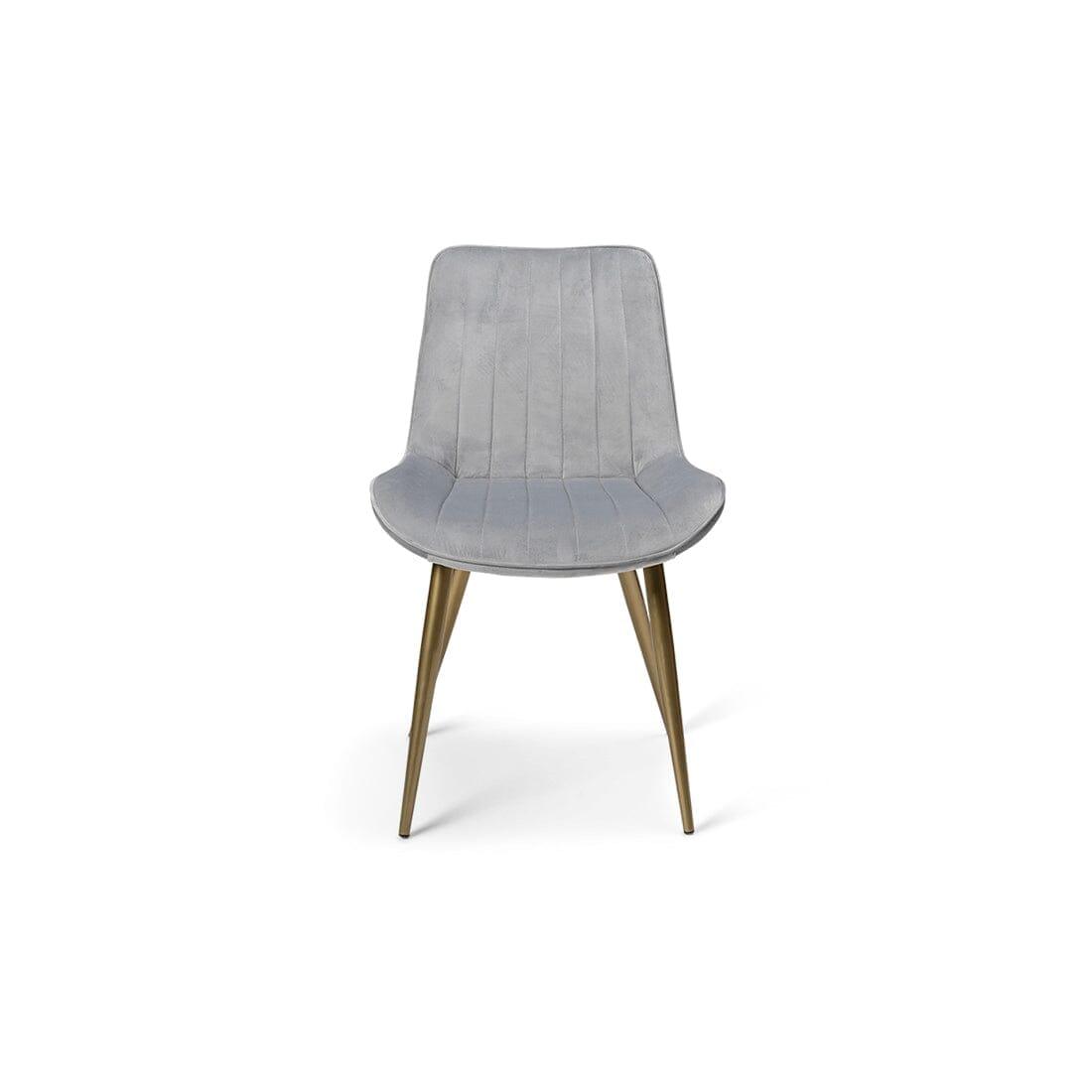 OUTLET - Bella Grey Velvet Dining Chairs - Set of 2 - Gold Legs