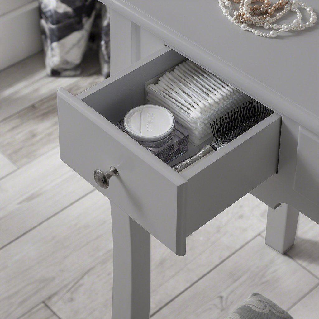 OUTLET - Capri Grey Dressing Table with Mirror & Stool