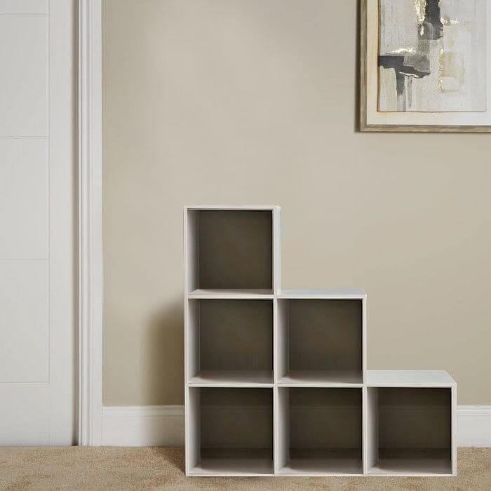OUTLET - Cara 6 Cube Bookcase Ladder Storage Unit - Chalk White