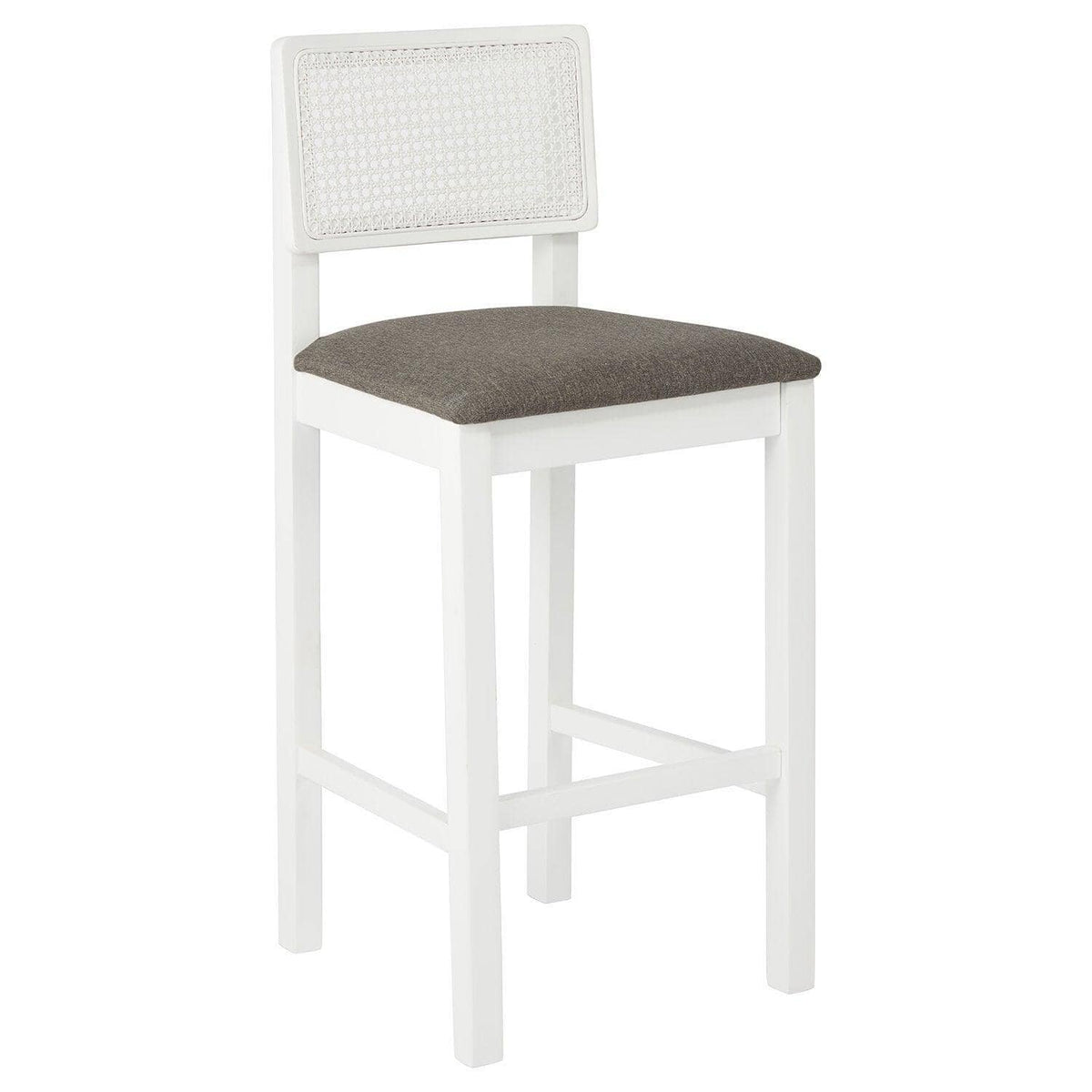 OUTLET - Charlie White Cane Bar Stool - White Legs
