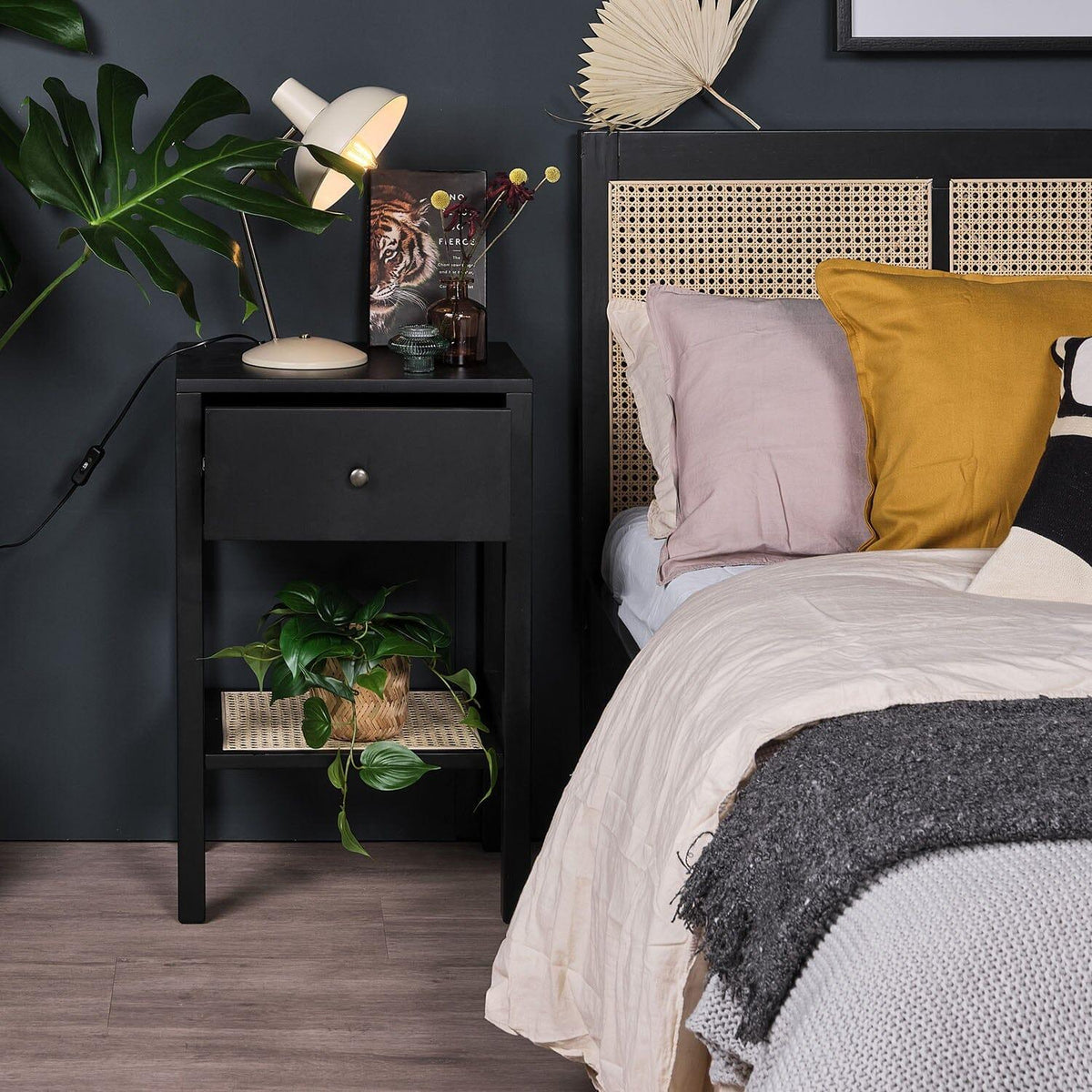 OUTLET - Charlie Bedside Table - Black