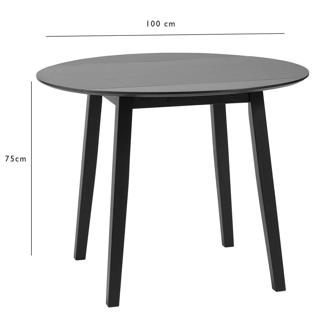 OUTLET - Charlie Black Round Dining Table - Drop Leaf