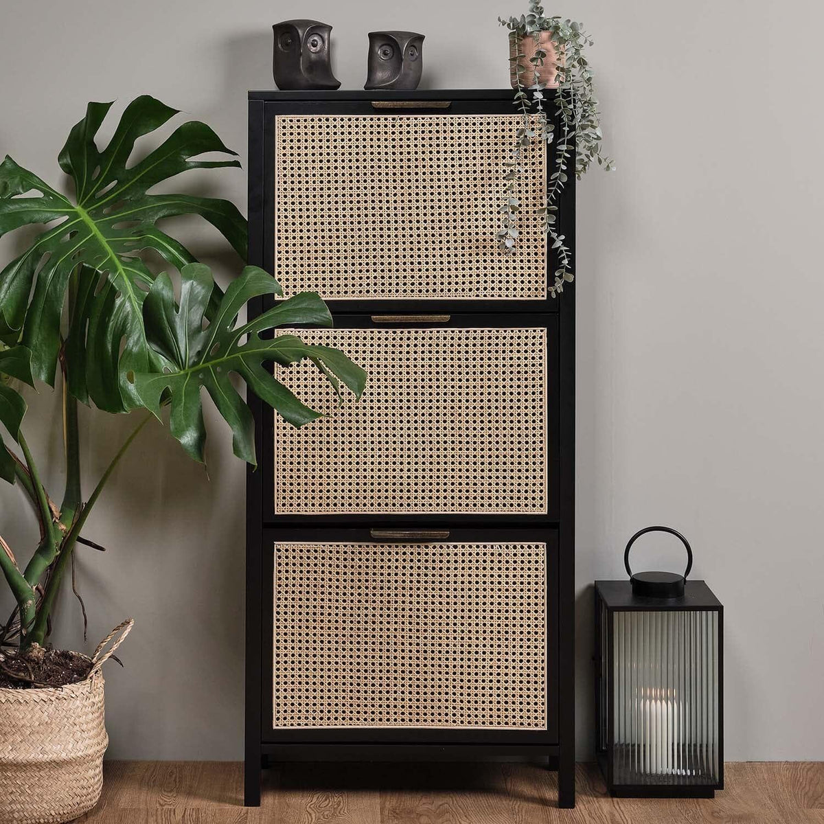 OUTLET - Charlie Shoe Cabinet - 3 Door - Black